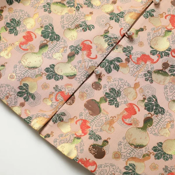 Gourd Song Brocade Silk Vest Detail 1