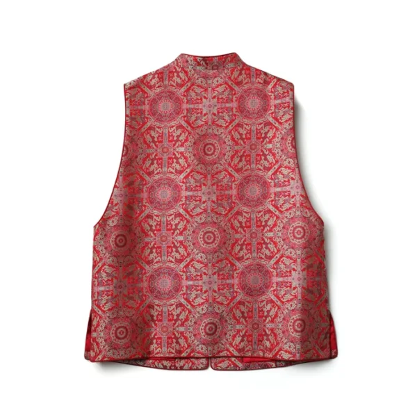 Red Bada Yun Song Brocade Silk Vest Womens