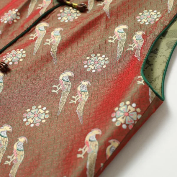 Zhai Niao Shu Brocade Silk Vest Detail 2