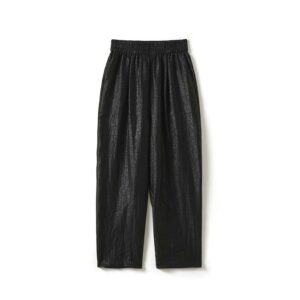 Crackle-patterned xiang yun sha silk straight-leg carrot pants