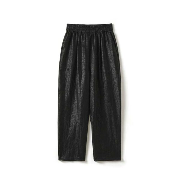 Crackle-patterned xiang yun sha silk straight-leg carrot pants