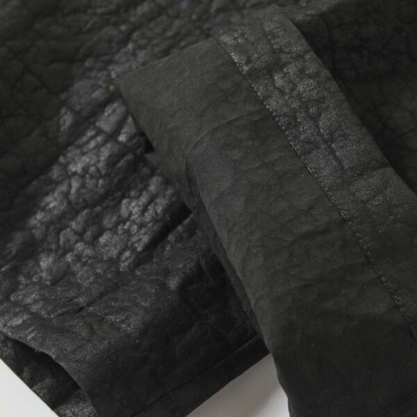 Crackle-patterned xiang yun sha silk straight-leg carrot pants detail 3