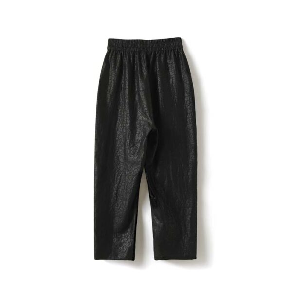 Crackle-patterned xiang yun sha silk straight-leg carrot pants womens