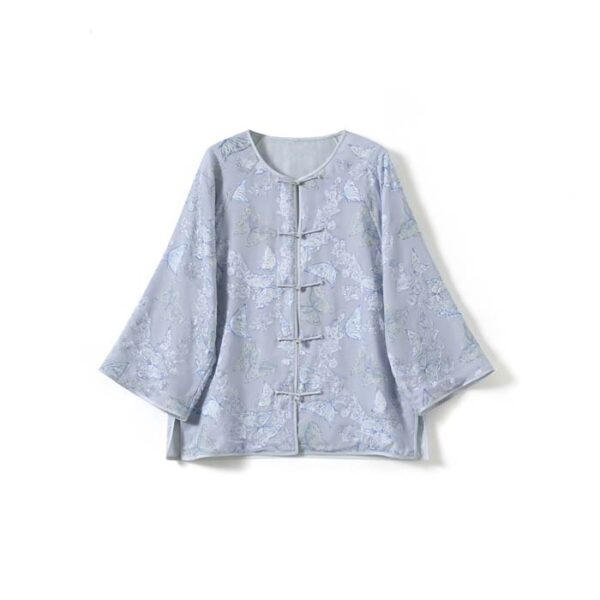 Cut-out mulberry pure silk jacket