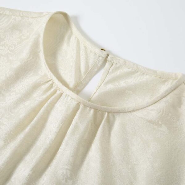 Gold jacquard mulberry pure silk outer shirt detail 1