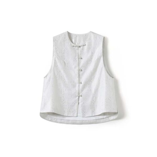 Pinellia and mother-of-pearl inlaid mulberry pure silk vest