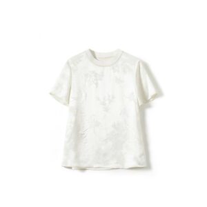 jacquard pure silk short-sleeved top