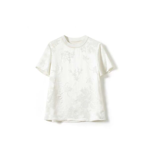 jacquard pure silk short-sleeved top