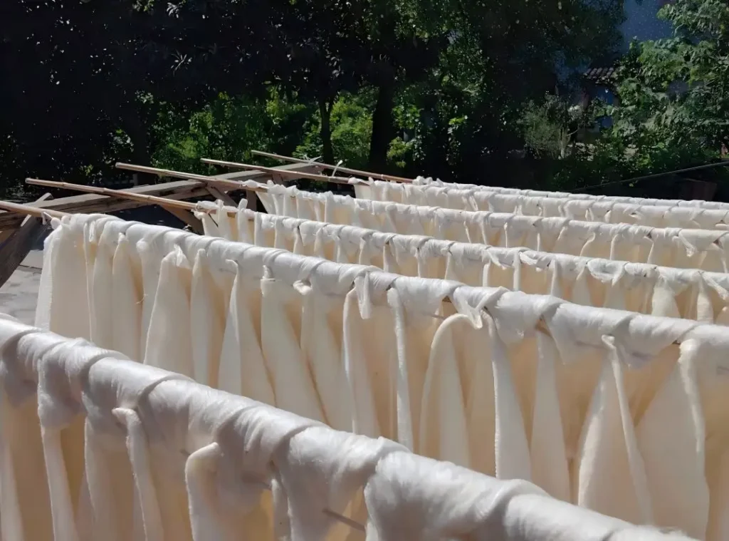 Drying silk in the sun