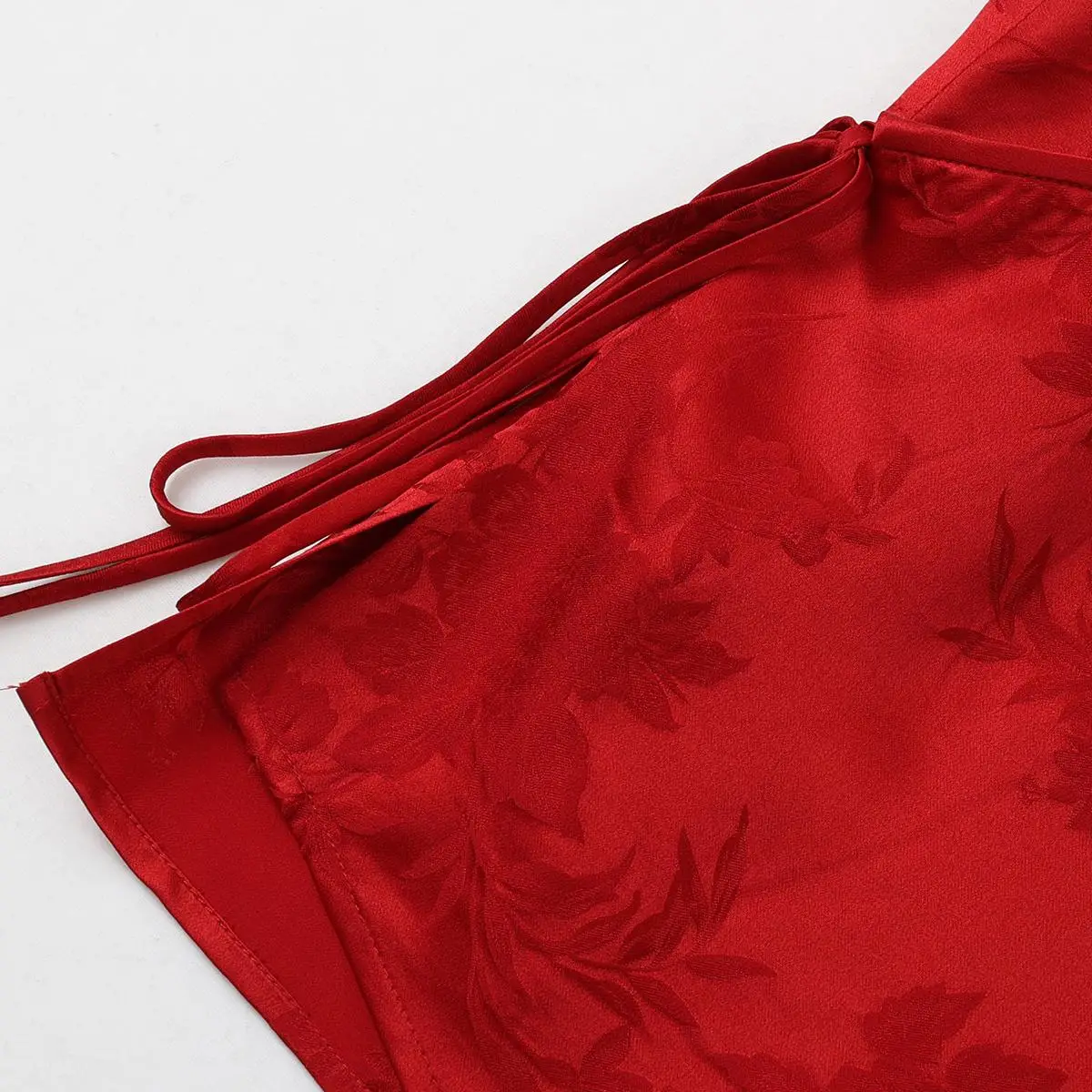 Chinese Red Festive Mulberry Silk Shirt Detail 1