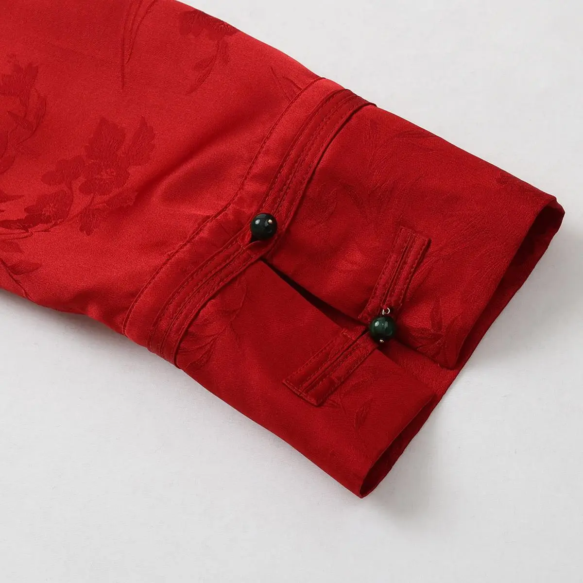 Chinese Red Festive Mulberry Silk Shirt Detail 2