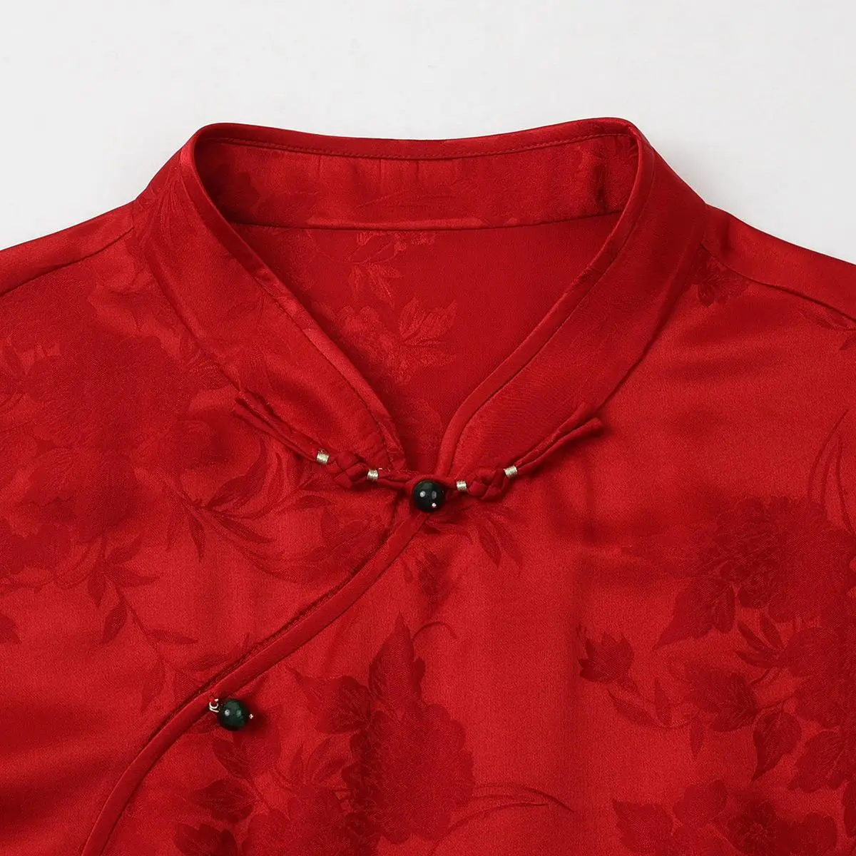 Chinese Red Festive Mulberry Silk Shirt Ladies