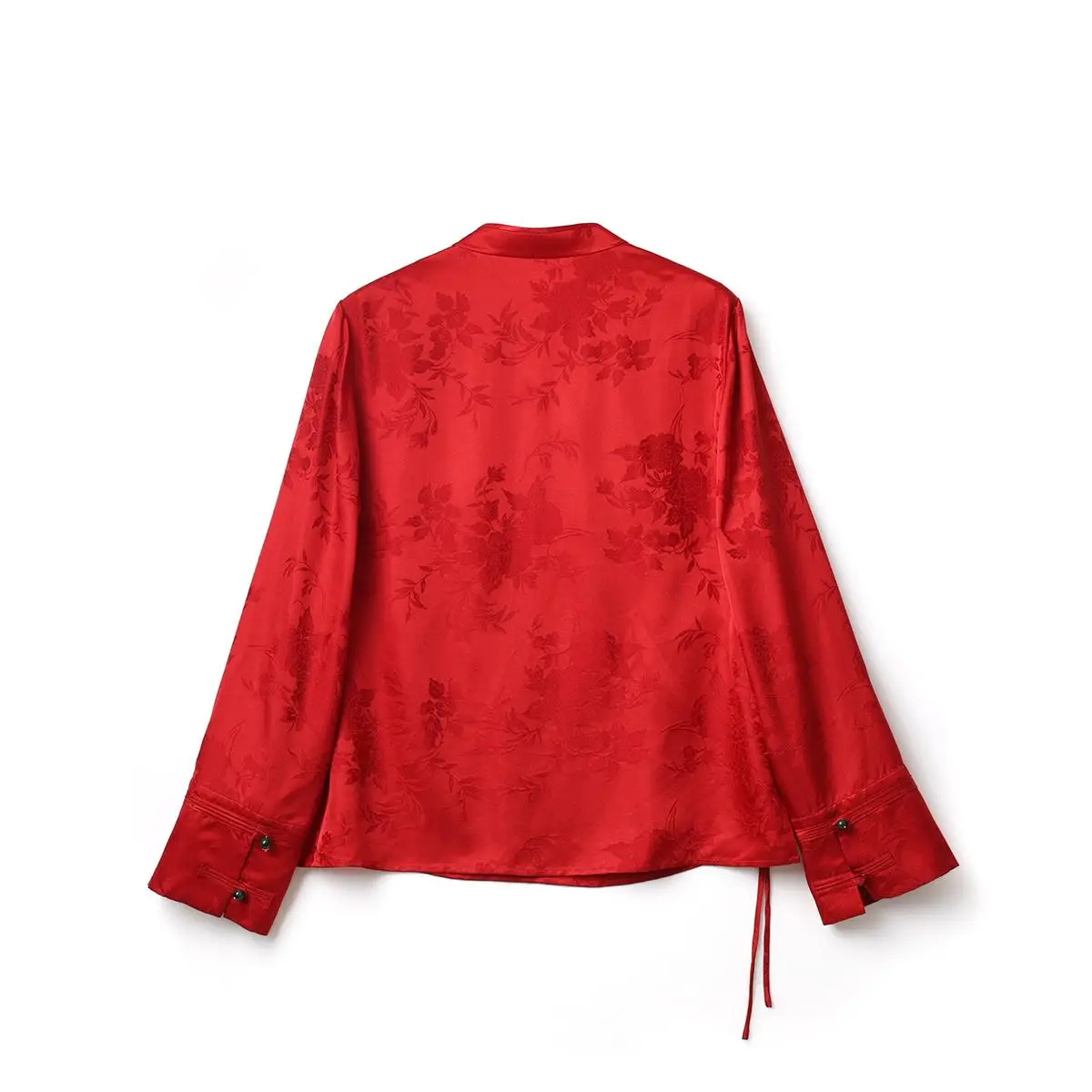 Chinese Red Festive Mulberry Silk Shirt Women