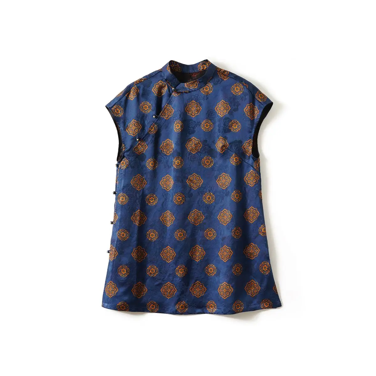 Red Xiang Yun Sha Silk Sleeveless Mid-length Top