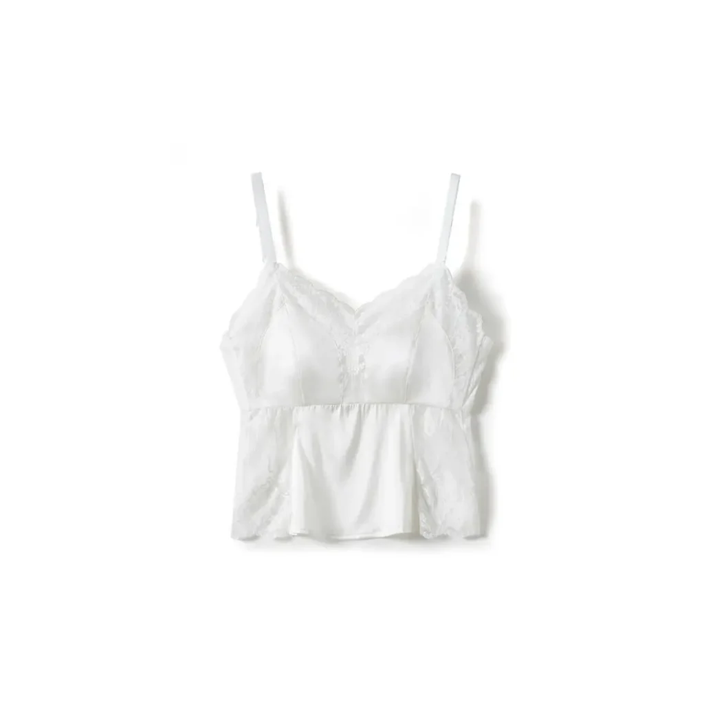 Satin Lace Beautiful Back Mulberry Silk White Silk Camisole