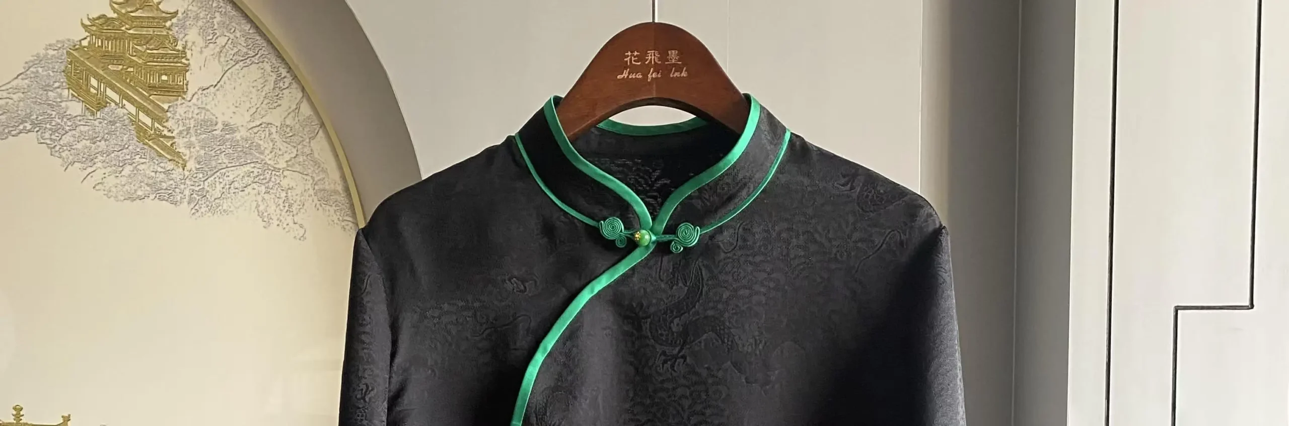 Stand Collar Slant Lapel Mulberry Silk Black Shirt Ladies