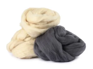Pale yellow and dark gray tussah silk